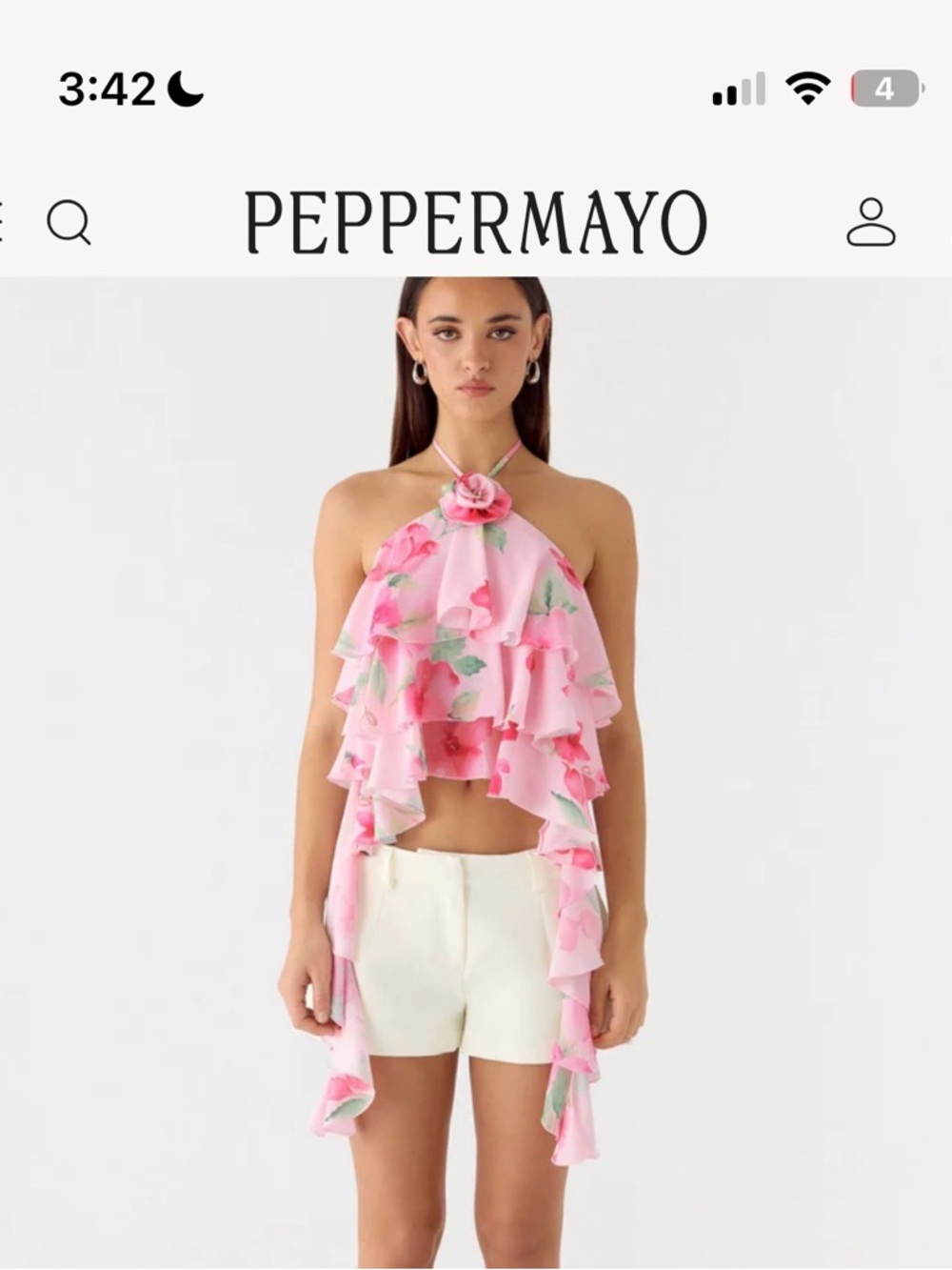 Peppermayo Pink Floral Ruffle Halter Top